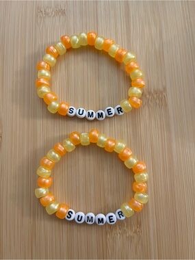 Summer Bead Bracelet Set - Yellow & Orange
